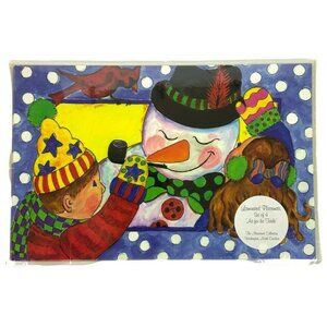 Laminated Paper Placemats Set Of 4 Snowman Child Art Mainstreet Collection